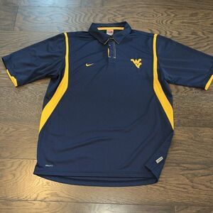 Nike Fit West Virginia Mountaineers Blue Polyester Golf Polo Basketball Shirt